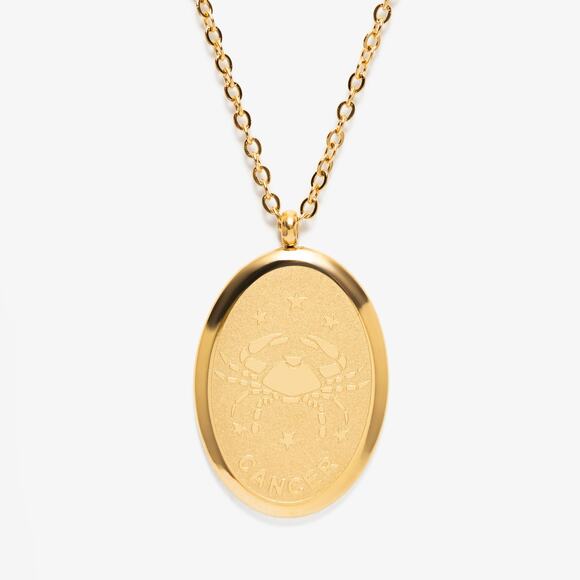 Cancer Zodiac Pendant Necklace 18K Gold Plated Stainless Steel Astrology